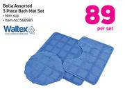 Waltex Bella Assorted 3 Piece Bath Mat Set-Per Set