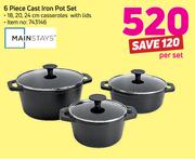 Mainstays 6 Piece Cast Iron Pot Set-Per Set