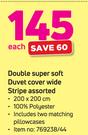 Double Super Soft Duvet Cover Wide Stripe Assorted Includes Two Matching Pillowcases