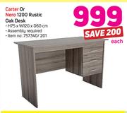 Carter Or Nero 1200 Rustic Oak Desk H75 x W120 x D60cm