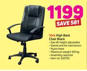York High Back Chair Black