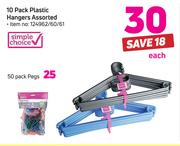 Simple Choice 10 Pack Plastic Hangers Assorted-Each