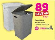 Miss Molly Floral Line Bin With Lid-Each