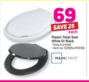 Mainstays Plastic Toilet Seat White Or Black-Each