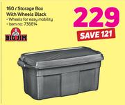 Big Jim 160Ltr Storage Box With Wheels Black
