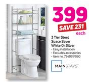 Mainstays 3 Tier Steel Space Saver White Or Silver-Each