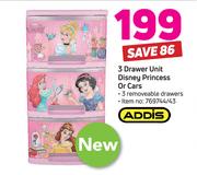 Addis 3 Drawer Unit Disney Princess Or Cars