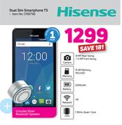 Hisense Dual Sim Smartphone T5 Includes Silver Bluetooth Speaker