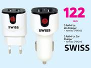 Swiss 3.1A MI US WA Charger Or 3.1A MI US Car Charger-Each