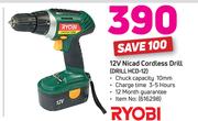 Ryobi 12V Nicad Cordless Drill HCD-12