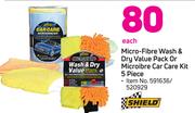 Shield Micro Fibre Wash & Dry Value Pack Or Microfibre Car Care Kit 5 Piece-Each