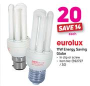 Eurolux 11W Energy Saving Globe-Each