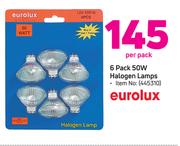 Eurolux 6 Pack 50W Halogen Lamps-Per Pack