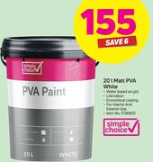 1Simple Choice 20Ltr Matt PVA White