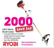 Ryobi 43cc Petrol Brush Cutter Includes 255mm 3 Teeth Blade Dual Line Bump Head