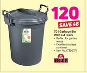 Big Jim 70Ltr Garbage Bin With Lid Black