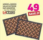 Matco 400mm x 600mm Value Outdoor Mat Assorted