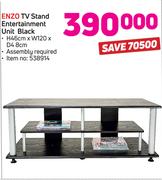 Enzo TV Stand Entertainment Unit Black (H46cm x W120 x D48cm)