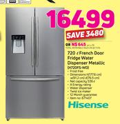 Hisense 720L French Door Fridge With Water Dispenser Metallic H720FS-WD