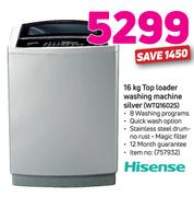 Hisense 16Kg Top Loader Washing Machine Silver WTQ1602S
