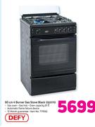 Defy 60cm 4 Burner Gas Stove BlackDGS170