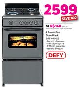 Defy 4 Burner Gas Stove Black DGS 168 SGG