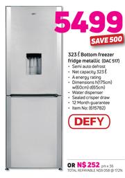 defy 323l bottom freezer fridge