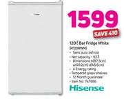 Hisense 120L Bar Fridge White H120RWH
