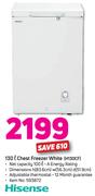 Hisense 130L Chest Freezer White H130CF
