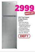 Defy 230L Top Freezer Fridge Metallic DAD241