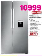 Defy 740Ltr Side By Side Freezer Fridge Metallic With Water Dispenser DFF437