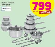 Mainstays 18 Piece Stainless Steel Pot Set-Per Set