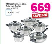 Mainstays 12 Piece Stainless Steel Solid Lids Pot Set-Per Set 