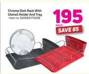 Chrome Dish Rack With Utensil Holder & Tray-Each