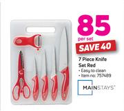 Mainstays 7 Piece Knife Set Red-Per Set