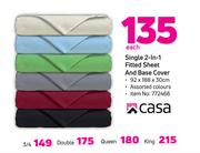 Casa Queen 2-In-1 Fitted Sheet And Base Cover-Each