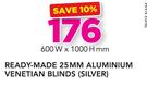 Decorland Ready-Made 25mm Aluminium Venetian Blinds Silver (600W x 1000Hmm)