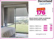 Decorland Ready-Made 25mm Aluminium Venetian Blinds Silver (600W x 1000Hmm)