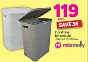 Miss Molly Floral Line Bin With Lid-Each