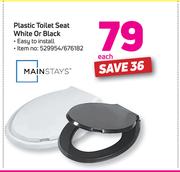 Mainstays Plastic Toilet Seat White Or Black-Each