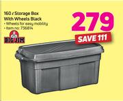 Big Jim 160Ltr Storage Box With Wheels Black