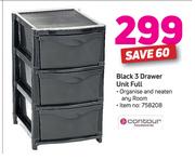 Contour Black 3 Drawer Unit Full