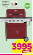 Alva Santa Monica Red 4 Burner Hooded BBQ