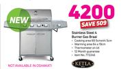 Ketla Stainless Steel 4 Burner Gas Braai