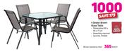 Out & About 4 Seater Brown Glass Table