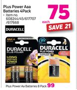 Duracell Plus Power AAA Battries 4 Pack-Each