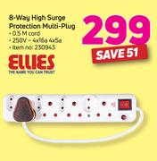 Ellies 8-Way High Surge Protection Multi-Plug