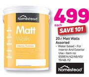 Homestead 20L Matt Walls Assorted