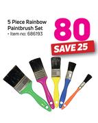 5 Piece Rainbow Paintbrush Set