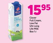 Clover Full Cream, Low Fat UHT Long Life Milk Box-1Ltr